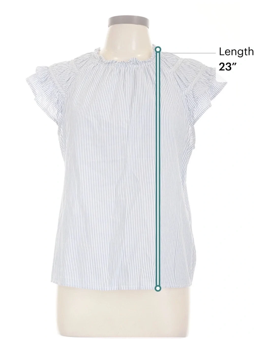 J. Crew Cotton Blue Stripe Ruffle-Sleeve Top